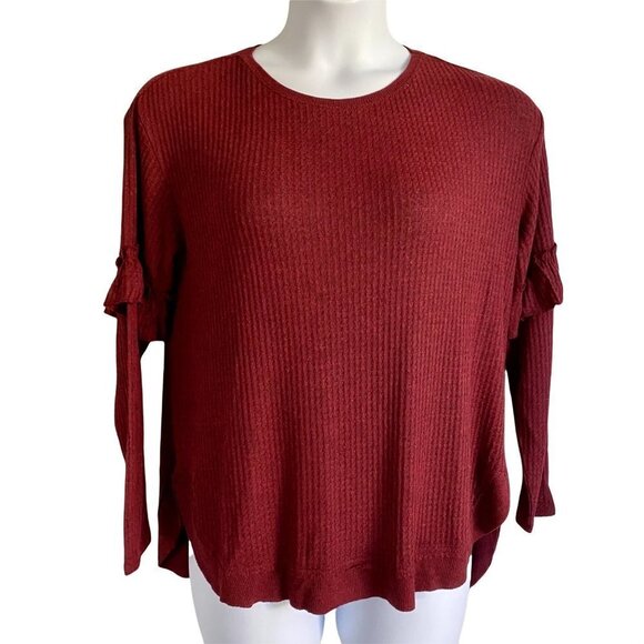 Democracy Long Sleeve Maroon Top Womens Large - Picture 2 of 11